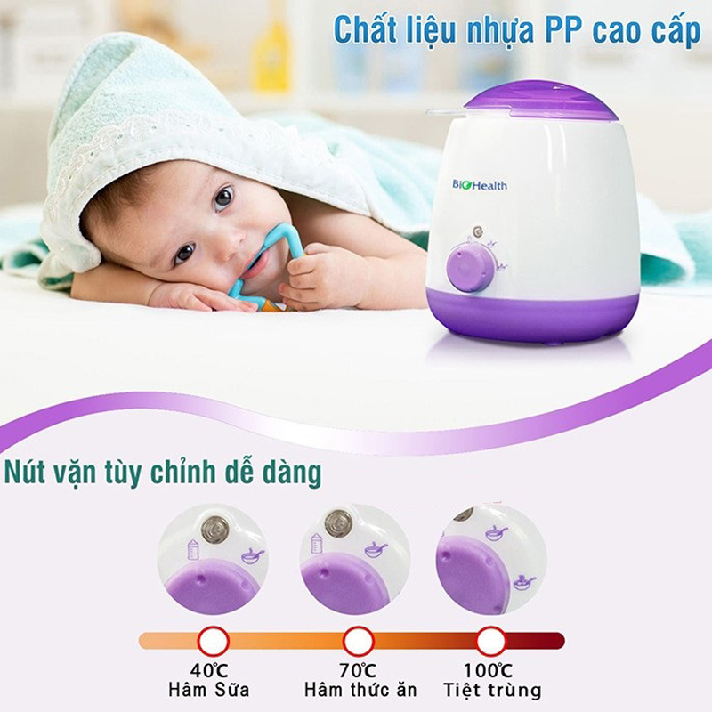 Máy hâm sữa tiệt trùng 3 chức năng cho bé Biohealth 00193