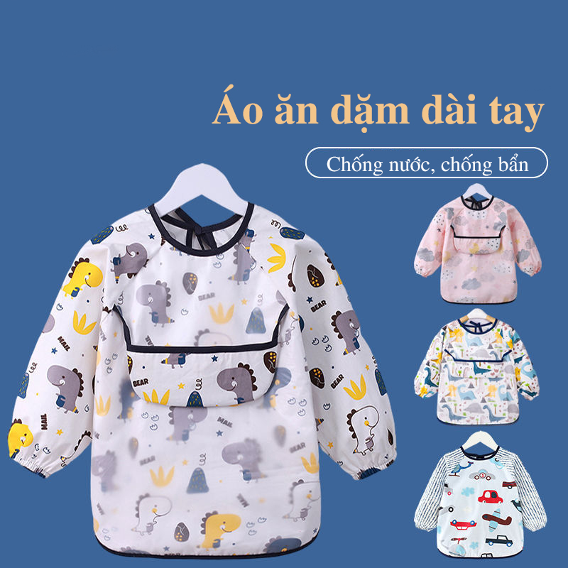 Áo ăn dặm chống thấm chống bẩn có máng hứng(dài tay) 55329